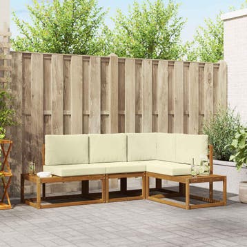vidaXL 4 st Buiten bank set Massief Acacia Hout en Polyester, Verzenden