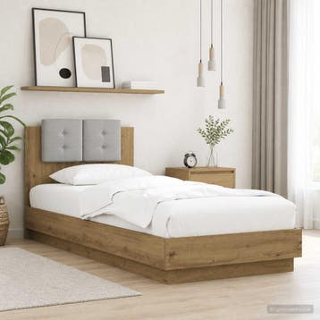 vidaXL Bedframe met Hoofdbord Artisanaal eiken Bewerkt hout, Verzenden, Nieuw