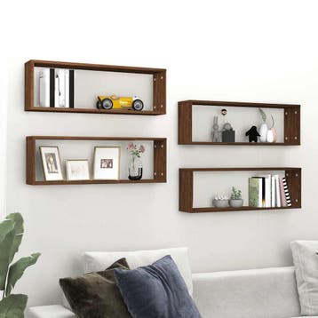 vidaXL Wandschappen kubus 4 st 80x15x26,5 cm hout bruin, Verzenden