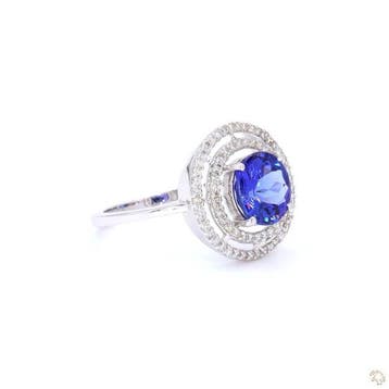 Bague - 18 carats Or blanc - 2.40ct. tw. Tanzanite - Diamant, Nieuw