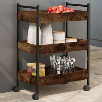 vidaXL Keukentrolley 50x30x70 cm bewerkt hout gerookt, Huis en Inrichting, Verzenden, Nieuw