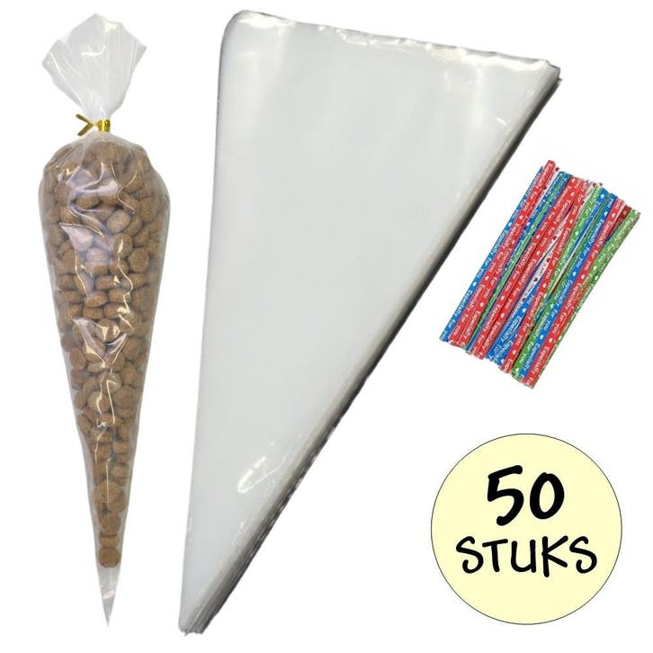 Fako Bijoux - 50x Puntzak Polyethyleen - 37x18cm - Traktatie, Diversen, Cadeauverpakkingen, Verzenden