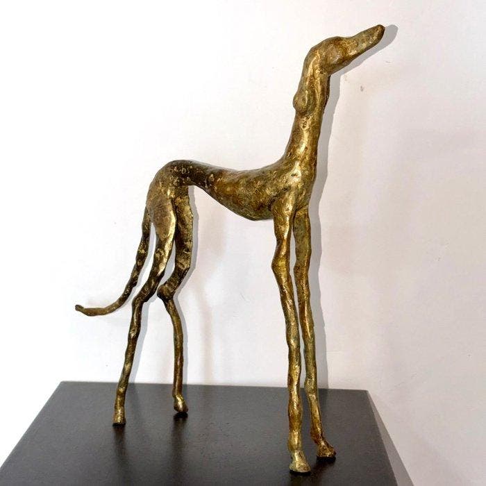 Abdoulaye Derme - sculptuur, Chien Lévrier élancé - 34 cm -, Antiquités & Art, Curiosités & Brocante