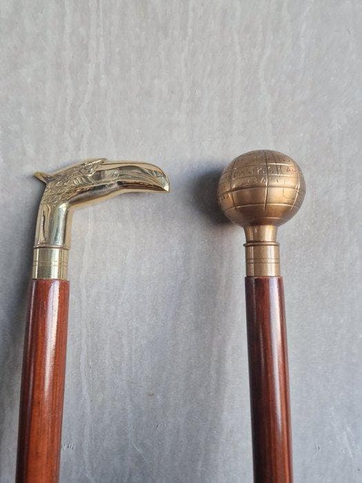 Wandelstok (2) - Hout, Messing, Antiek en Kunst, Kunst | Designobjecten
