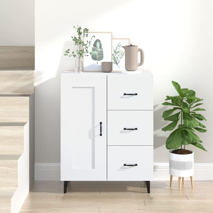 vidaXL Dressoir 69,5x34x90 cm bewerkt hout wit, Huis en Inrichting, Kasten | Dressoirs, Nieuw, Verzenden