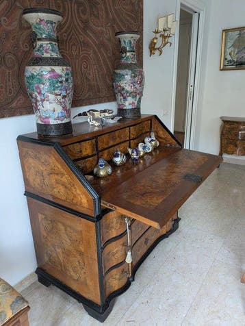 Secretaire - Walnoot - Antieke secretaire met klapfront, Antiek en Kunst
