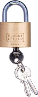 2dekans | BLACK+DECKER Hangslot met Sleutel - 60mm - Incl. 3, Fietsen en Brommers, Fietsaccessoires | Overige Fietsaccessoires