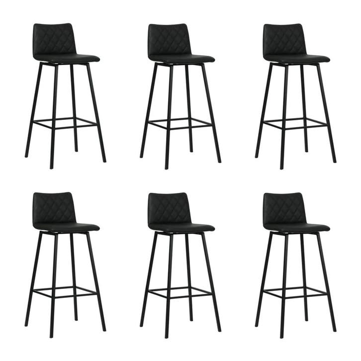 Set van 6 Leren barkruk Catch hoog - Toledo Nero (zwart) -, Huis en Inrichting, Barkrukken, Nieuw, 1 kruk, Leer, 90 cm of meer