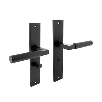 Deurklink Bau-Stil op schild WC slot 63mm mat zwart - deu..., Ophalen of Verzenden, Nieuw, Overige materialen, Klink of Kruk