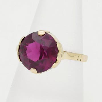 Bague - 14 carats Or jaune - Saphir synthétique, Bijoux, Sacs & Beauté, Bagues