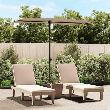 vidaXL Parasol met aluminium paal 2x1,5 m taupe, Verzenden
