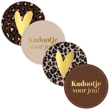 30x Sticker Kadootje Voor Jou - Bruin/Beige/Luipaard -, Verzenden, Nieuw