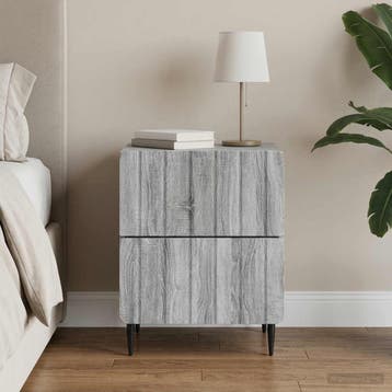 vidaXL Nachtkastje Grijs sonoma 43 x 34,5 x 49,5 cm Bewerkt, Verzenden, Nieuw
