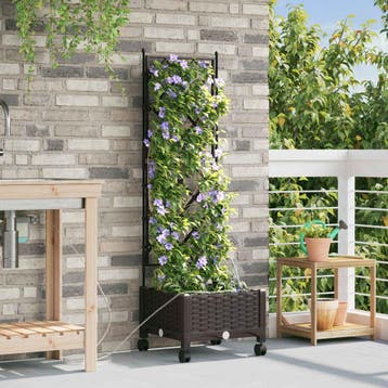 vidaXL Tuin Plantenbak met Irrigatie en Wielen Bruin 40 x 40, Verzenden, Nieuw