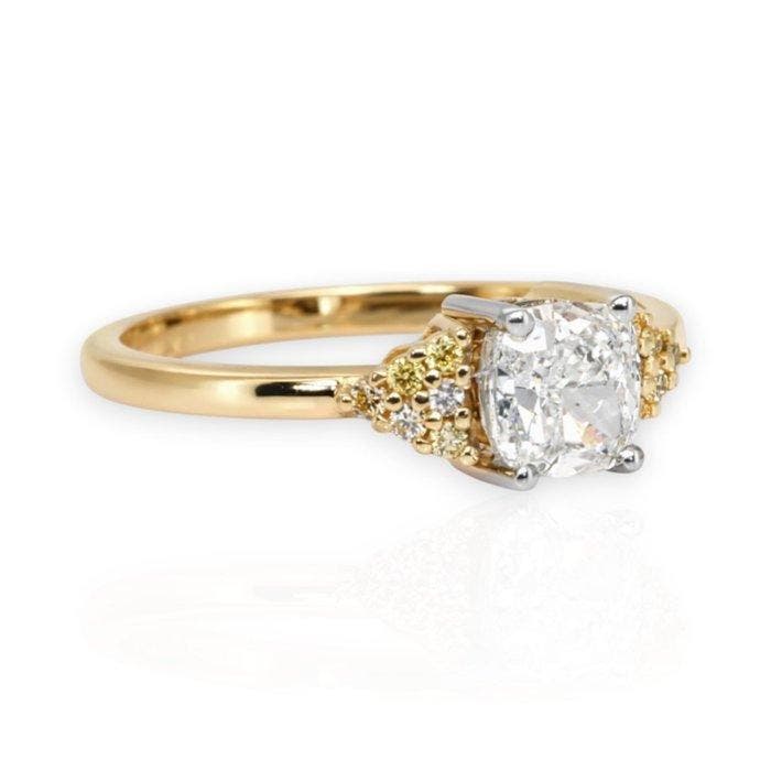 Bague - 18 carats Or jaune, Or blanc - 1.11ct. tw. Diamant, Handtassen en Accessoires, Ringen