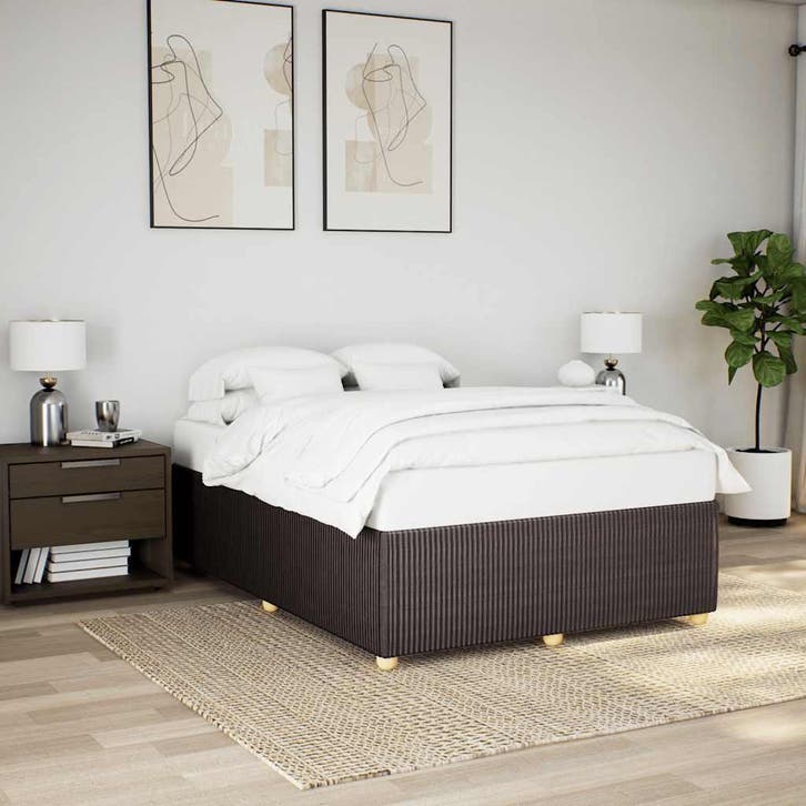 vidaXL Bedframe zonder matras stof donkerbruin 140x190 cm, Huis en Inrichting, Slaapkamer | Bedden, Nieuw, Verzenden