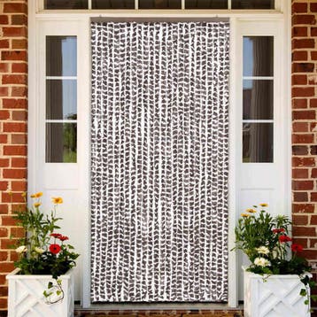 vidaXL Vliegengordijn 100x220 cm chenille taupe en wit, Verzenden