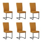 Set van 6 Leren eetkamerstoelen Dry - Toledo Leem, Ophalen of Verzenden, Nieuw, Leer, Eén