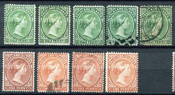 Îles Malouines 1878/1902 - Reine Victoria, sélection de, Timbres & Monnaies, Timbres | Europe | Royaume-Uni
