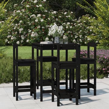 vidaXL 5-delige Barset massief grenenhout zwart, Tuin en Terras, Tuinsets en Loungesets, Verzenden, Nieuw