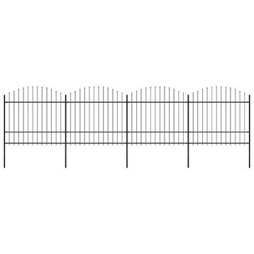 vidaXL Tuinhek met speerpunt staal 714,5x175 cm zwart, Verzenden, Nieuw