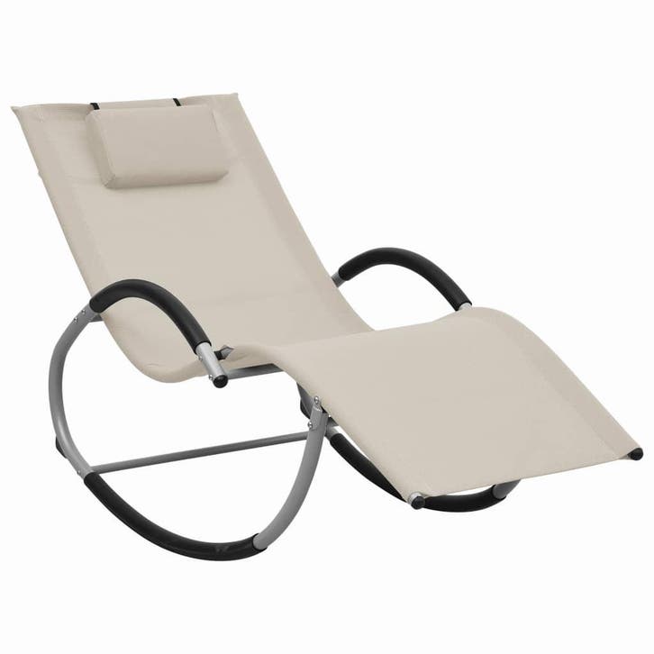 vidaXL Ligbed met kussen textileen crème, Jardin & Terrasse, Chaises longues, Envoi