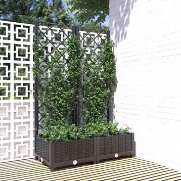 vidaXL Plantenbak met trellis zwart 80x40x121,5 cm PP, Verzenden