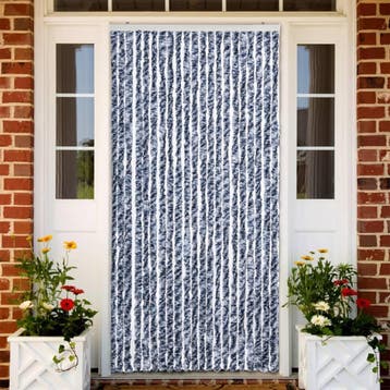 vidaXL Vliegengordijn 90x200 cm chenille blauw en wit, Verzenden, Nieuw