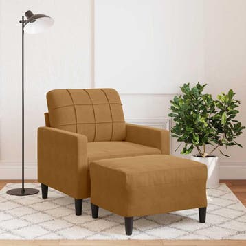 vidaXL Fauteuil met voetenbank / zetel 60 cm fluweel bruin, Verzenden