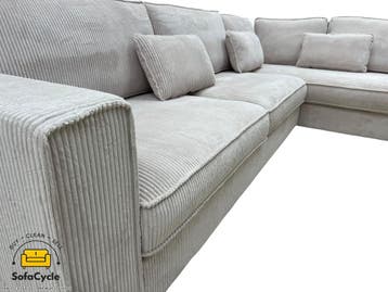 Hoekzetel beige in ribstof, hoek R – overstock, Verzenden, Nieuw