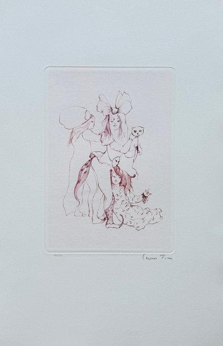 Leonor Fini (1907-1996) - Jeunes filles au chat, Antiquités & Art, Antiquités | Autres Antiquités