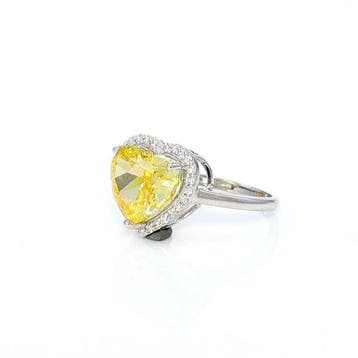 Ring - 18 karaat Witgoud - 5.46ct. tw. Geel Diamant (Fancy