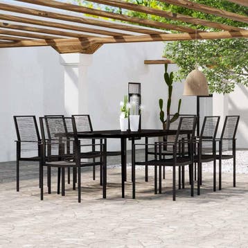 vidaXL 9-delige Tuinset zwart, Verzenden, Nieuw, Tuinset