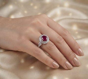 Zonder minimumprijs - Ring Zilver - 1.50ct. tw. Robijn -, Handtassen en Accessoires, Nieuw