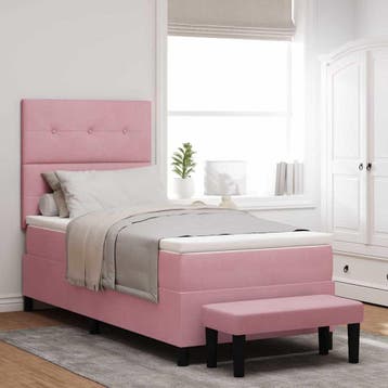 vidaXL Boxspring bed met hoofdeinde Roze 200 x 100 cm, Huis en Inrichting, Slaapkamer | Bedden, Verzenden, Nieuw