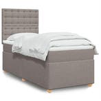 vidaXL Boxspring met matras stof taupe 90x200 cm, Verzenden, Nieuw