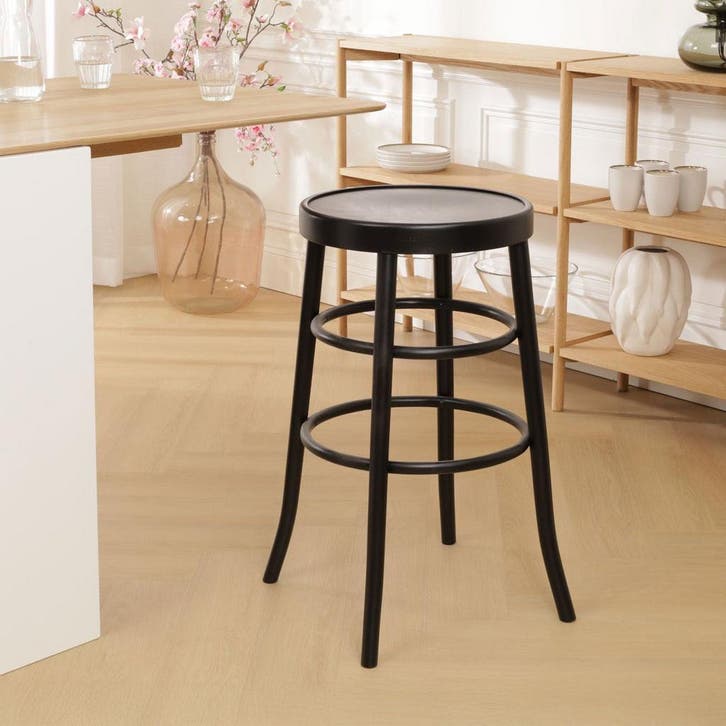 Fameg | houten barkruk zwart | 75 cm | 30% korting, Huis en Inrichting, Barkrukken, Nieuw, 1 kruk, Hout, 60 tot 90 cm, Verzenden