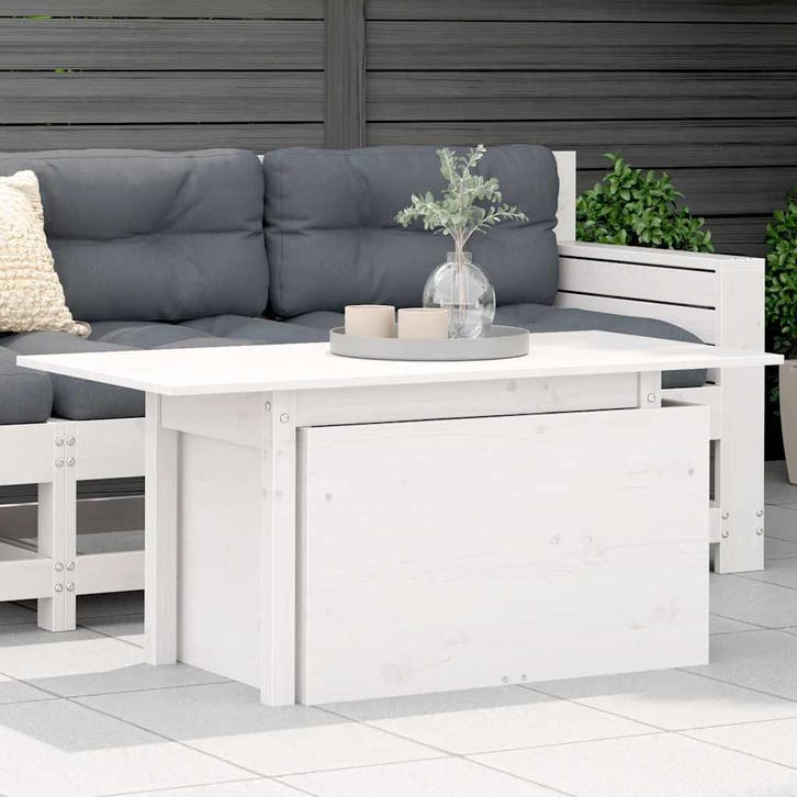 vidaXL Tuintafel 100x50x75 cm massief grenenhout wit, Jardin & Terrasse, Ensembles de jardin, Envoi