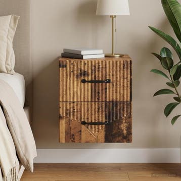 vidaXL Muurbevestigde Nachttafel met lade Oud hout 34,5 x 33, Verzenden, Nieuw