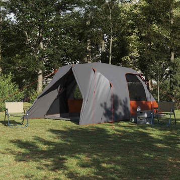 vidaXL Dome Tent voor 6 Personen Grijs en Oranje 500 x 314 x, Caravanes & Camping, Tentes, Verzenden
