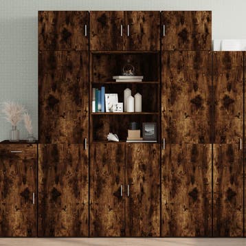 vidaXL Opbergkast 70x42,5x225 cm bewerkt hout gerookt, Verzenden, Nieuw