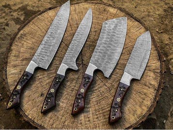 Hand Forged Damascus Steel with rose wood laser , Premium