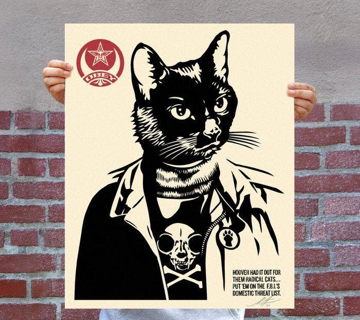Shepard Fairey (OBEY) (1970) - RADICAL CAT OFFSETS, Antiquités & Art, Art | Objets design