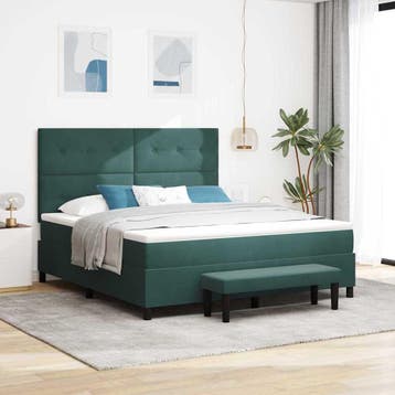 vidaXL Boxspring bed met hoofdeinde Donkergroen 200 x 180 cm, Huis en Inrichting, Slaapkamer | Bedden, Verzenden, Nieuw