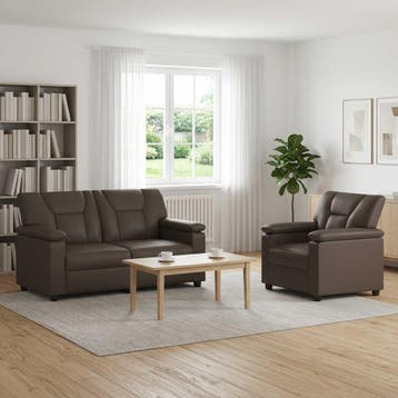 vidaXL bank / zetelstel 2 pcs Grijs Kunstleer, Verzenden, Nieuw