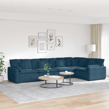 vidaXL Modulaire bank / zetel met kussens fluweel blauw, Verzenden