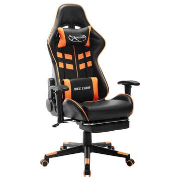 vidaXL Gamestoel met voetensteun kunstleer zwart en oranje, Maison & Meubles, Chaises, Verzenden