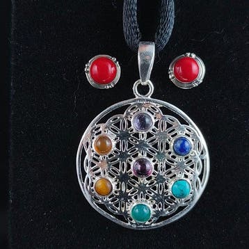 Gemengde edelstenen - Zilver - Hanger - Sterlingzilver, Verzamelen