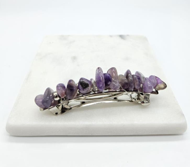 Amethist haarclip, Handtassen en Accessoires, Edelstenen, Ophalen of Verzenden