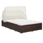 vidaXL Ligbed met kussen 2-persoons poly rattan bruin, Verzenden, Nieuw